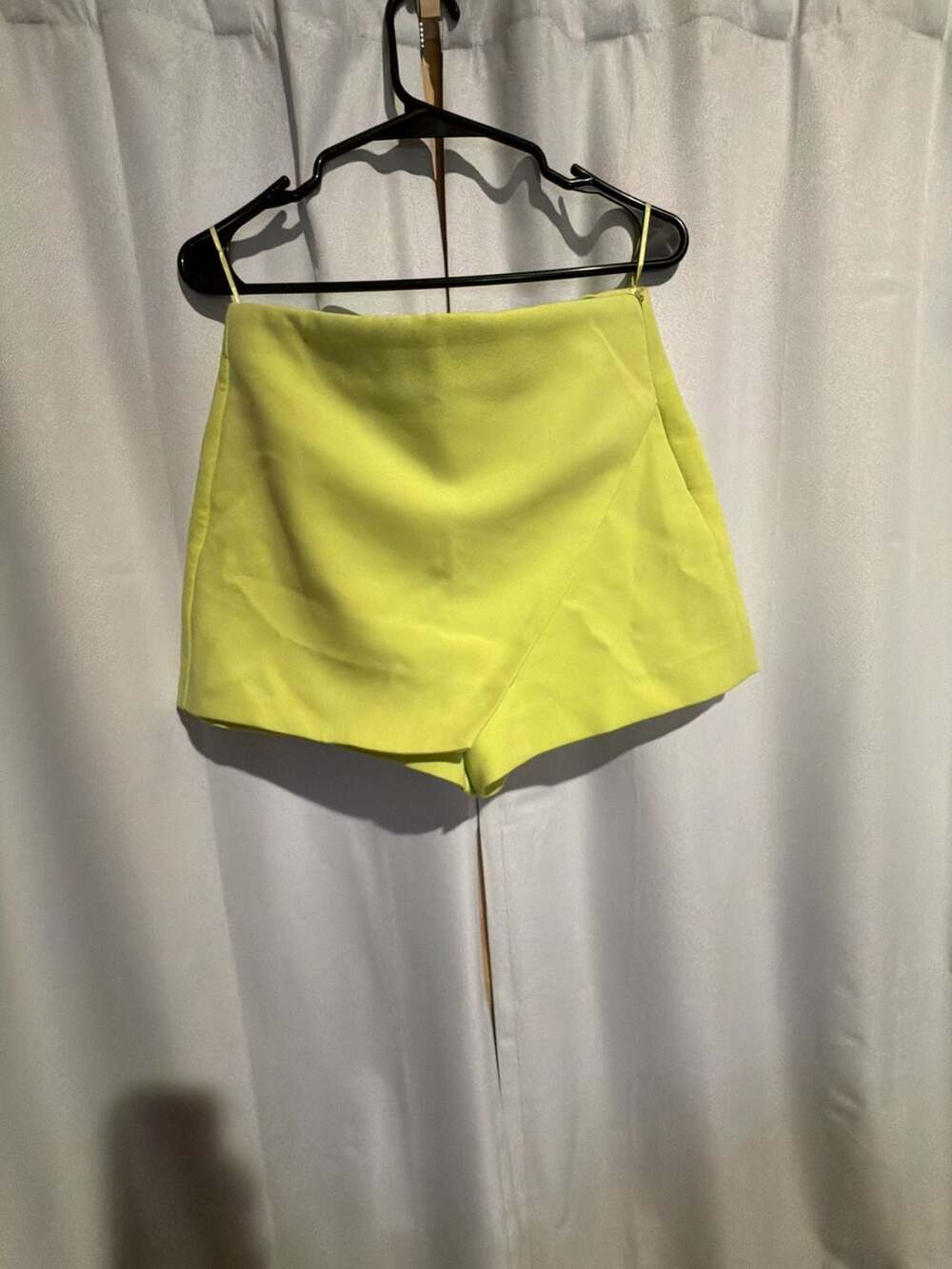 Zara Neon Lime Wrap-Front Skort